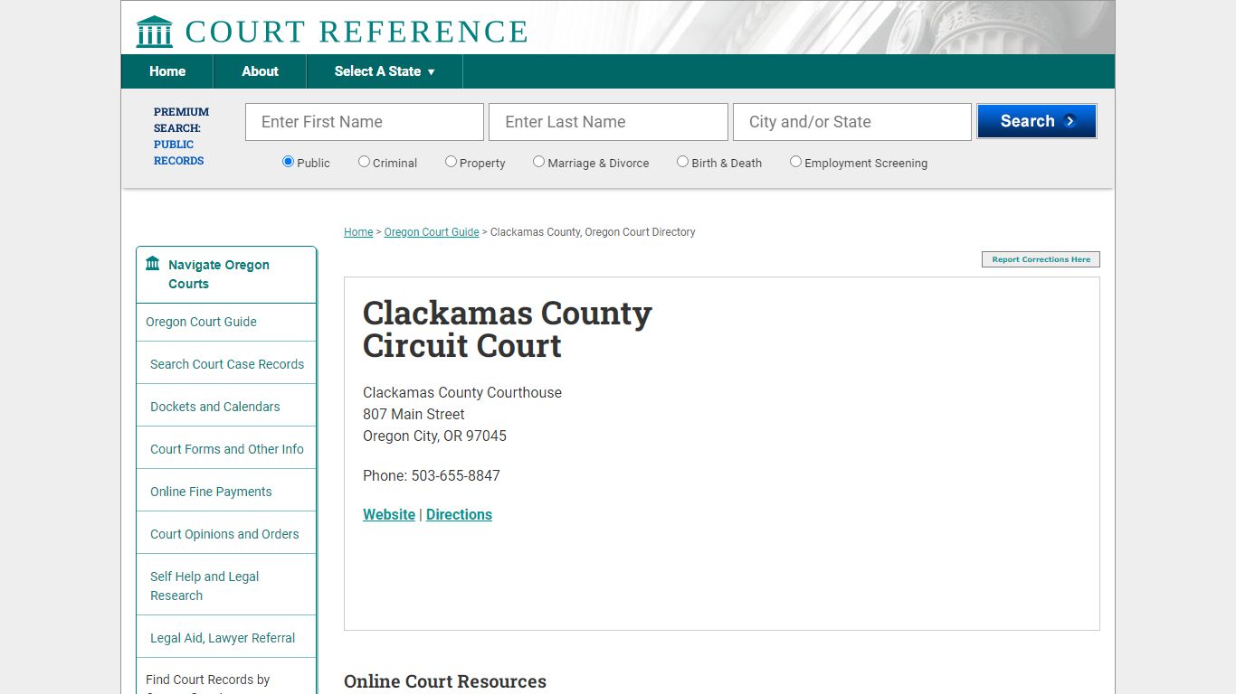 Clackamas County Circuit Court - CourtReference.com